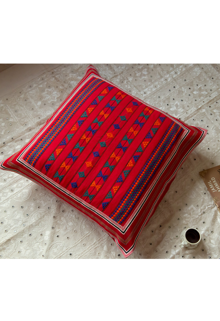 Blue & Red Kutch Weave Floor Cushion Covers